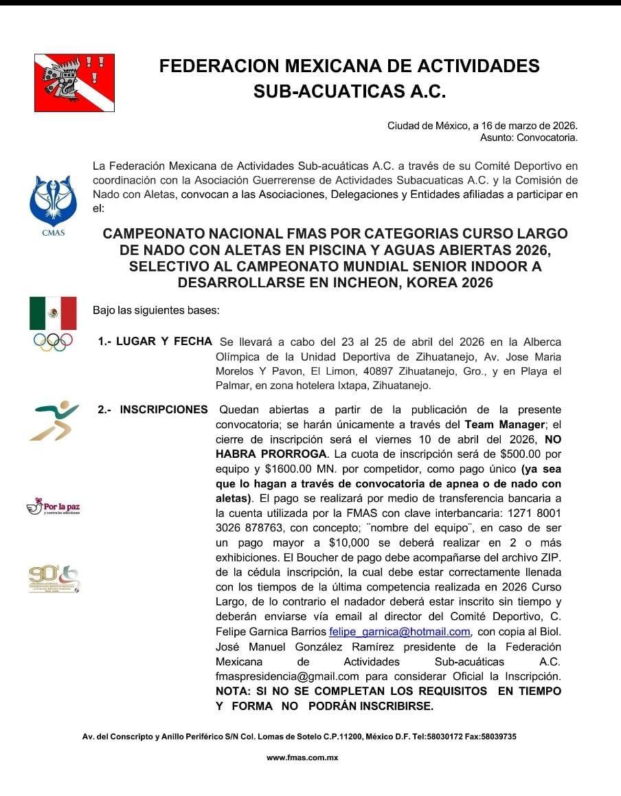 Logo de Campeonato Nacional de Nado Con Aletas